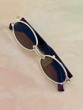Anthropologie Gold Frame Oval Sunglasses with Brown Lenses